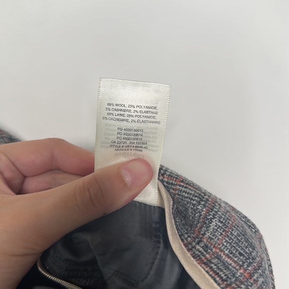 Aritzia Wilfred Tie-Front Pant Womens Size 8 Plaid Grey White And Red - Picture 5 of 6